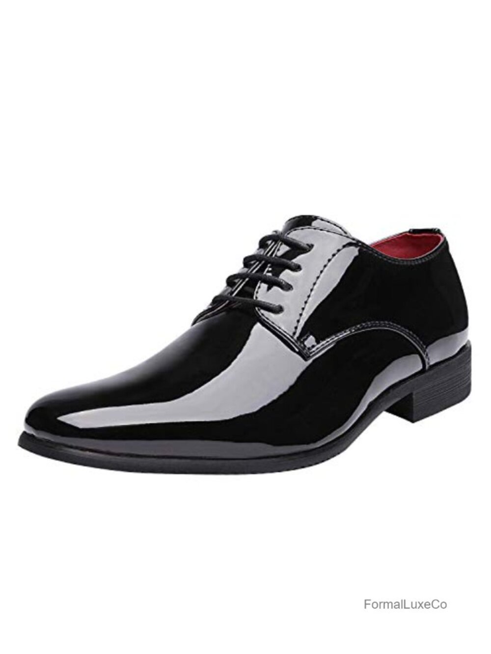 Faux Patent Leather Men's Tuxedo Dress Oxford Round Toe Formal Lace-Up